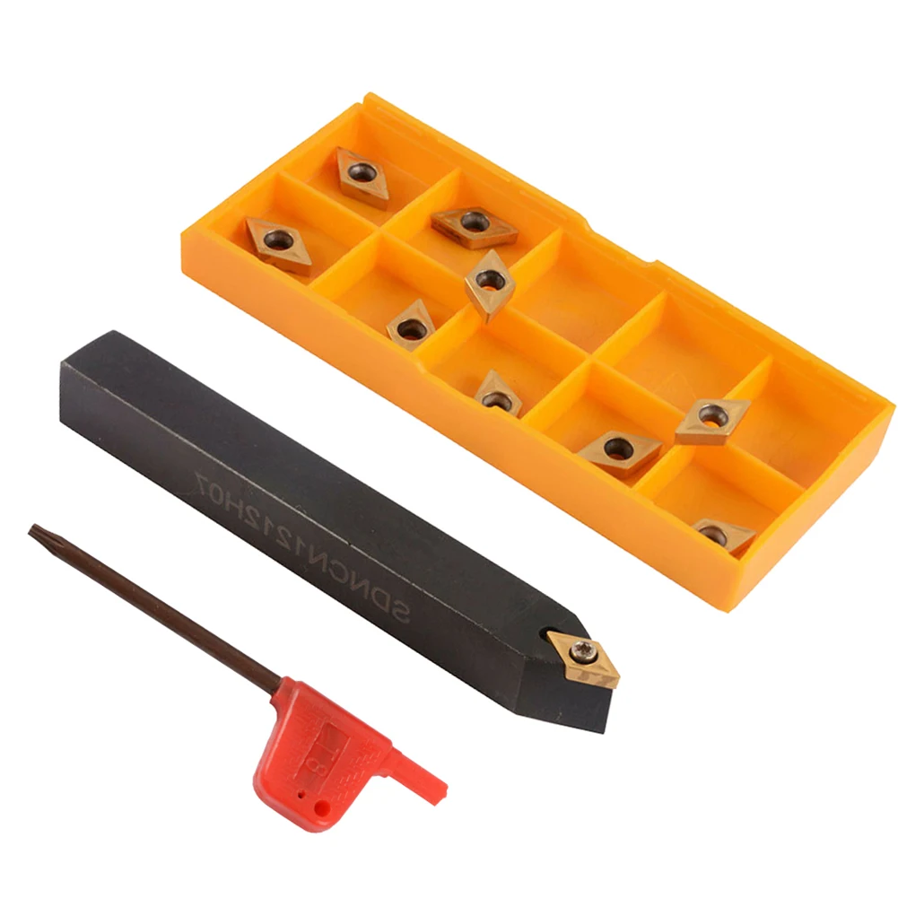 

SDNCN1212H07 Lathe External Turning Tool Holder+DCMT070204 735 Carbide Inserts 12mm Shank Diameter M2.5 X6 T8 Turning Tool Holde