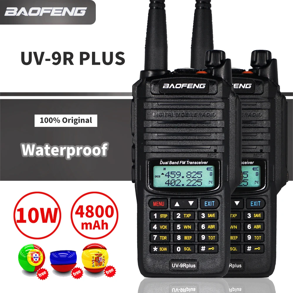 2PCS 10W Waterproof Baofeng UV-9R Plus Walkie Talkie 9rhp Dual Band Portable CB Ham Radio UV9R plus FM Transceiver Transmitter