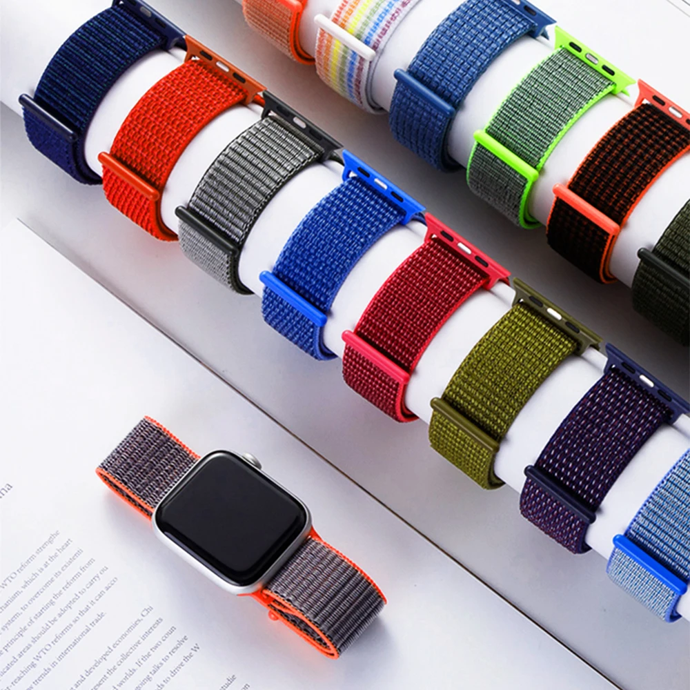 

Nylon Loop Strap For Apple Watch Band 44mm 40mm 49mm 45mm 41mm 42/38mm Wristband Correa Bracelet iWatch Series 7 8 3 6 Se ultra