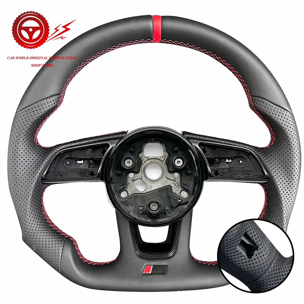 

Для Audi A3 A4 B9 A5 полуперфорированный руль с красной линией 2017-2024