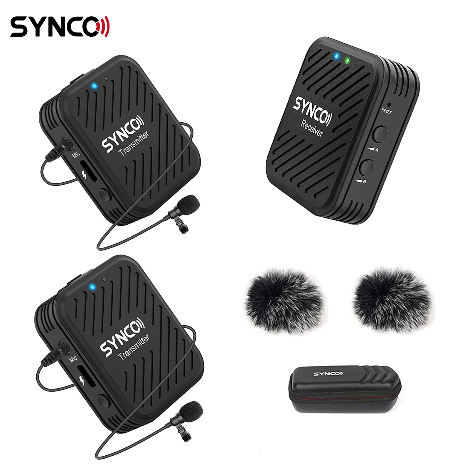 

SYNCO G1(A2) 2.4G Wireless Microphone System with 1 Receiver & 2 Transmitters & 2 Lavalier Microphones 50M Range 3.5mm Plug