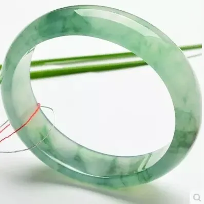 

zheru jewelry natural Burmese jadeite 54mm-64mm green two-color bracelet elegant princess jewelry best mother for girlfriend gif