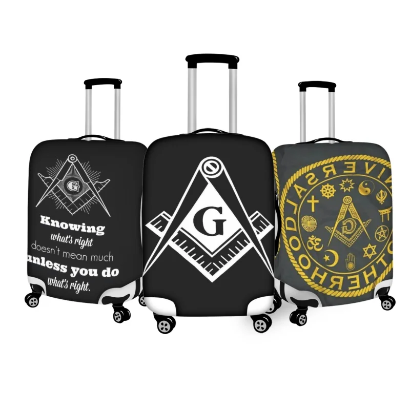 

Twoheartsgirl Freemasonry Print Dustproof Luggage Cover Removeable Suitcase Covers Trip Suppliy Wear-resistant Travel Accessory
