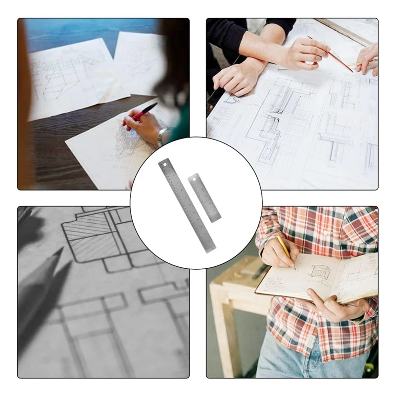 Металлическая линейка из нержавеющей стали с прямым краем 6 дюймов 12 основанием