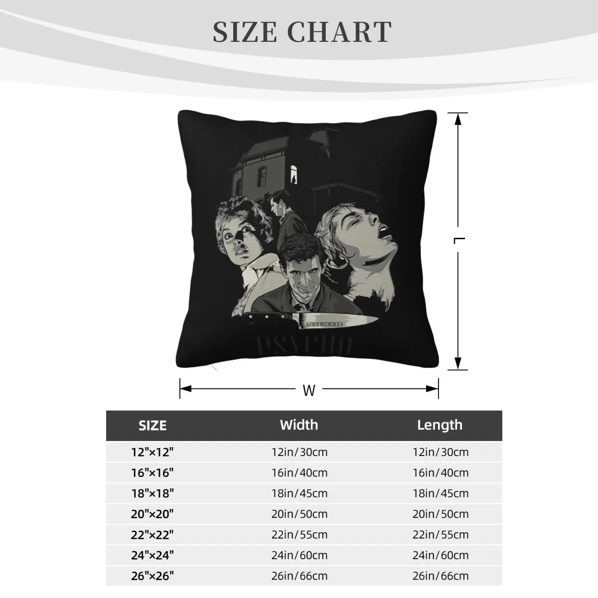 Psycho Movie Poster Alfred Hitchcock Case White Xs3Xl Women Men Formal Present Pillow
