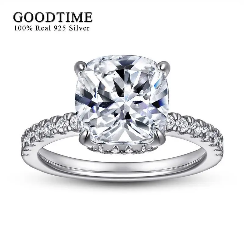 Роскошное украшение, кольцо из серебра 100% пробы с фианитами карата Роскошное украшение, кольцо из серебра 100% пробы с фианитами карата