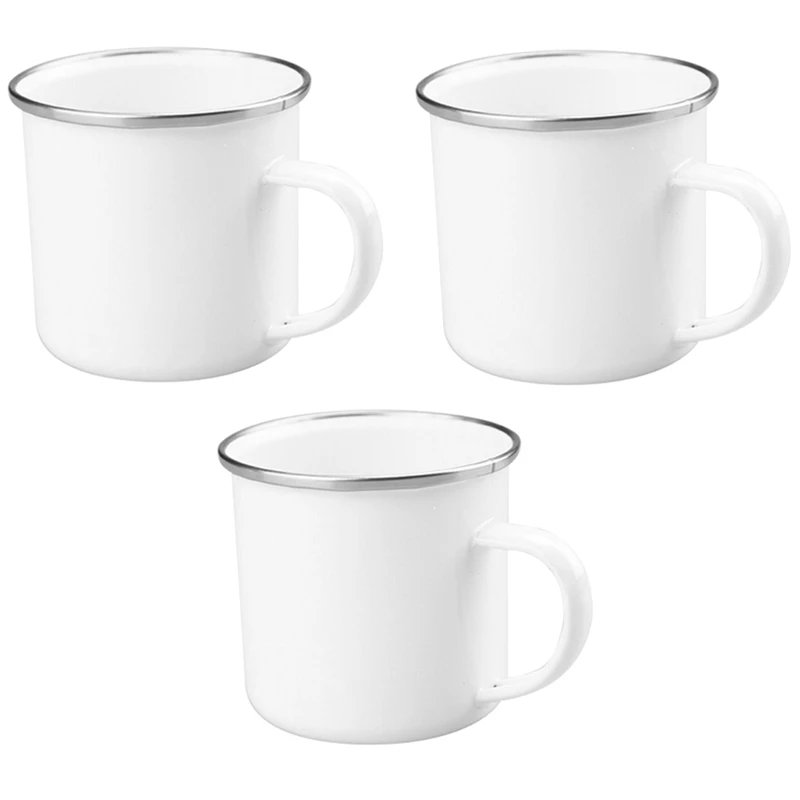 

3-Piece Enamel Mugs Drinking Mugs Made Of Enamelled Stainless Steel Coffee Mug For Outdoors And Camping