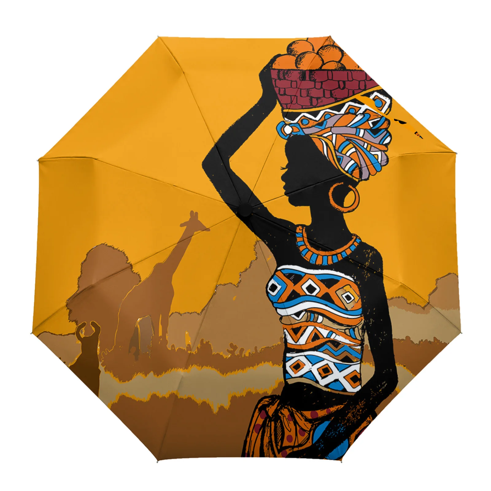 

Африканский черный женский жираф, фотозонт, открытый зонтик от дождя с принтом для женщин, детский зонтик