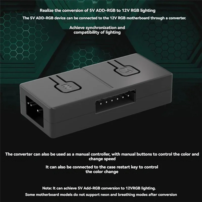 Фото 5 В 3-контактный преобразователь ARGB на 12 В 4-контактный RGB 5 В/3-контактный адаптер ADD-RGB на 12 В/4 контакта 5 В 3-контактный ручной контроллер №2