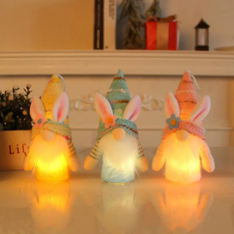 

Easter Day Theme Design Easter Bunny Soft Skin Creative Festive Atmosphere Easter Shining Rabbit Faceless Dolls With Lights Hot