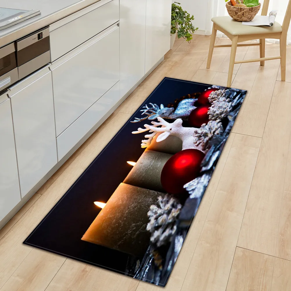 

Entrance Doormat Christmas Pattern Kitchen Mat Home Balcony Bath Hallway Anti-Slip Carpet Bedroom Children Floor Decoration Rugs