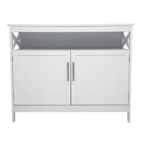 FCH Double Door Cabinet With Partition White Multifunctional Storage Cabinet For Kitchen, Dining Room, Storage Room