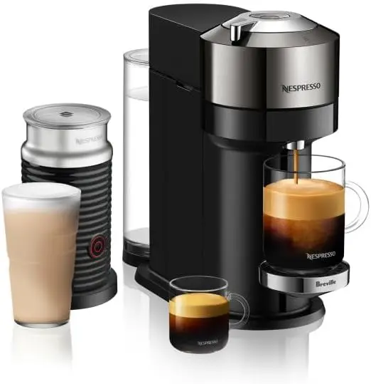 

Vertuo Next Coffee and Espresso Maker, Pure Chrome with Aeroccino Milk Frother,1.1 liter, Black