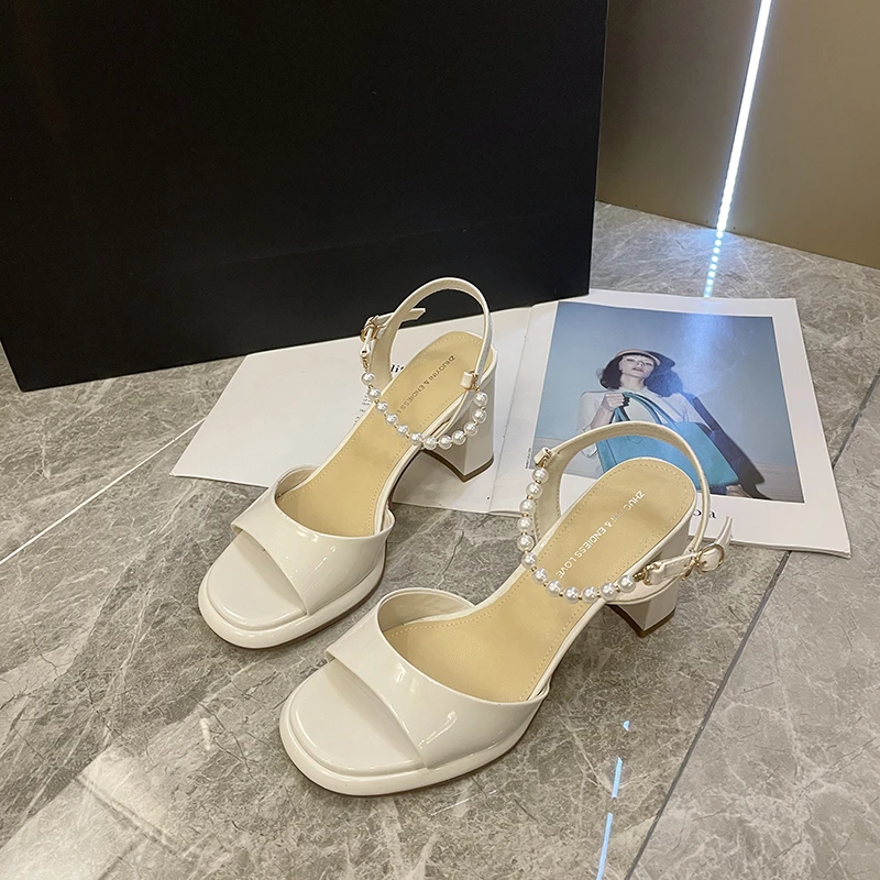 

Женские босоножки на платформе, элегантные туфли-лодочки на высоком квадратном каблуке с пряжкой, лето 2023