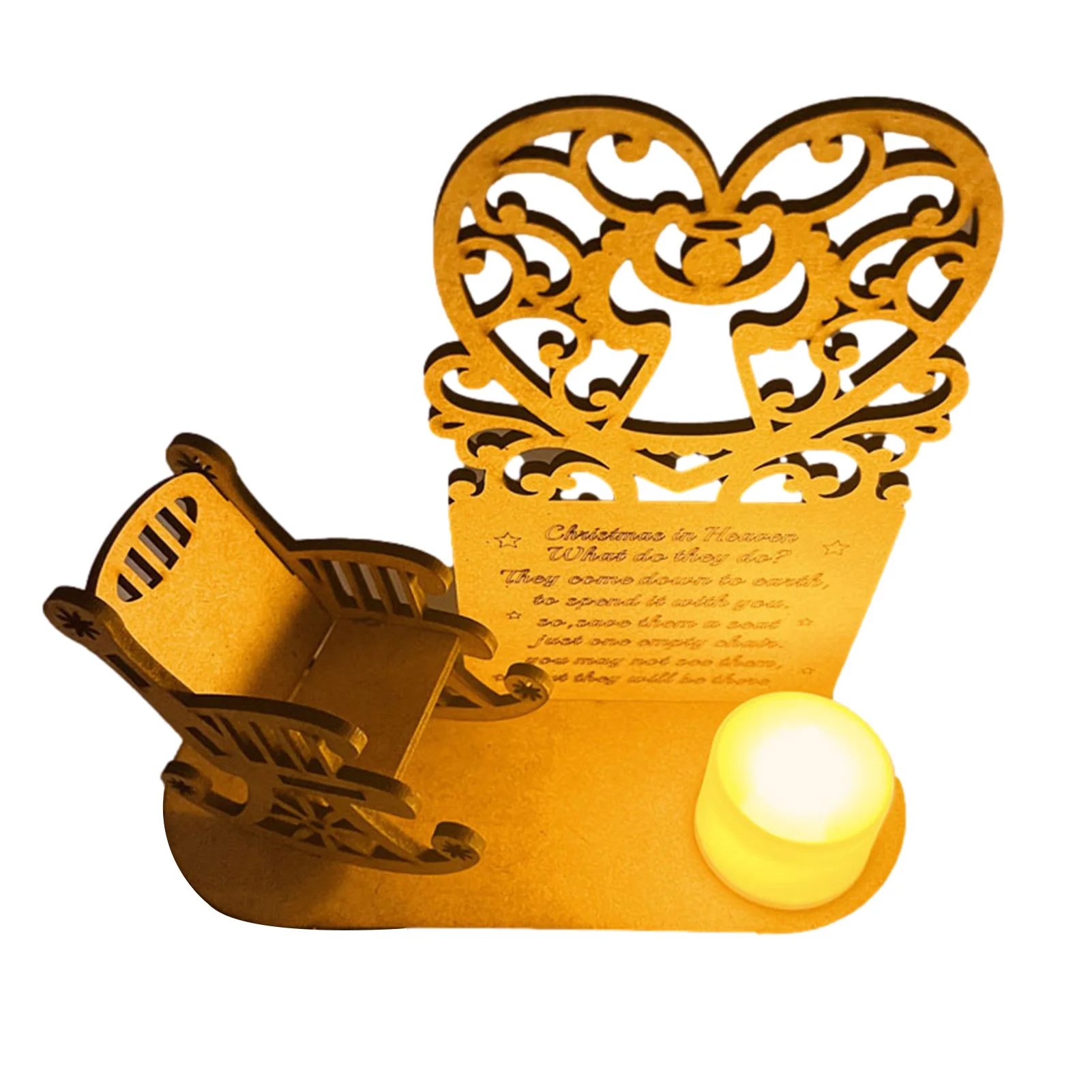 

Christmas Remembrance Candle Holder Wooden Rocking Chair Candlestick Decoration Christmas Heaven Memory Tealight DIY Candle