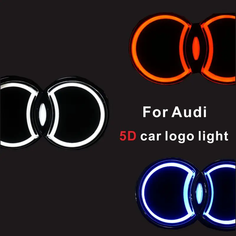 

5D car logo front and rear car logo LED light modified light suitable For Audi Q3 Q5 Q7 A8 A7 A6 RS A5 A4 B5 B6 B7 A3 TT S3 S5