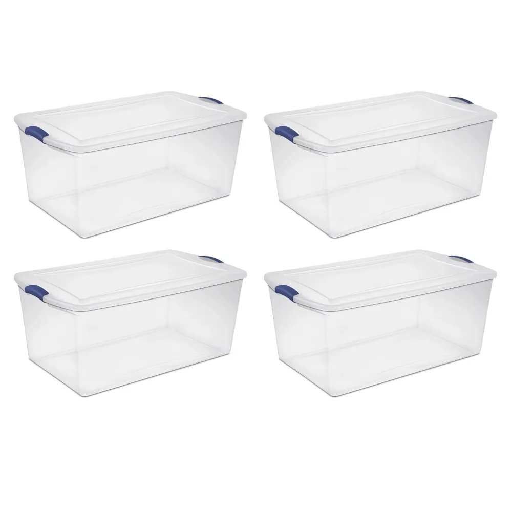 

105 Qt. Latch Box Plastic, Stadium Blue, Set of 4 Organizador De Juguetes Para Niños Home Organization