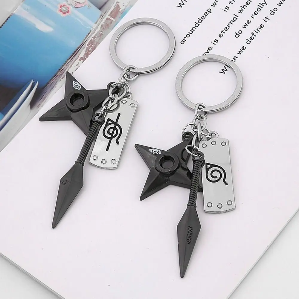 

Kunai Shuriken Konoha Ninja Keychain for Bags Backpacks Narutos Anime Trinkets Accessories Manga Keyring Women Jewelry Men Gift