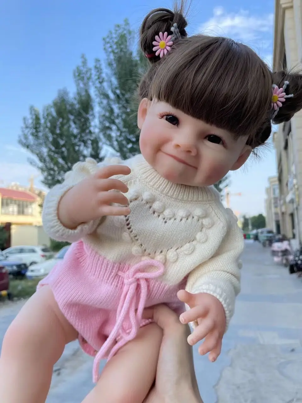 55cm full glue immersible simulation doll autumn and winter new smile dimple baby high-end niche gift