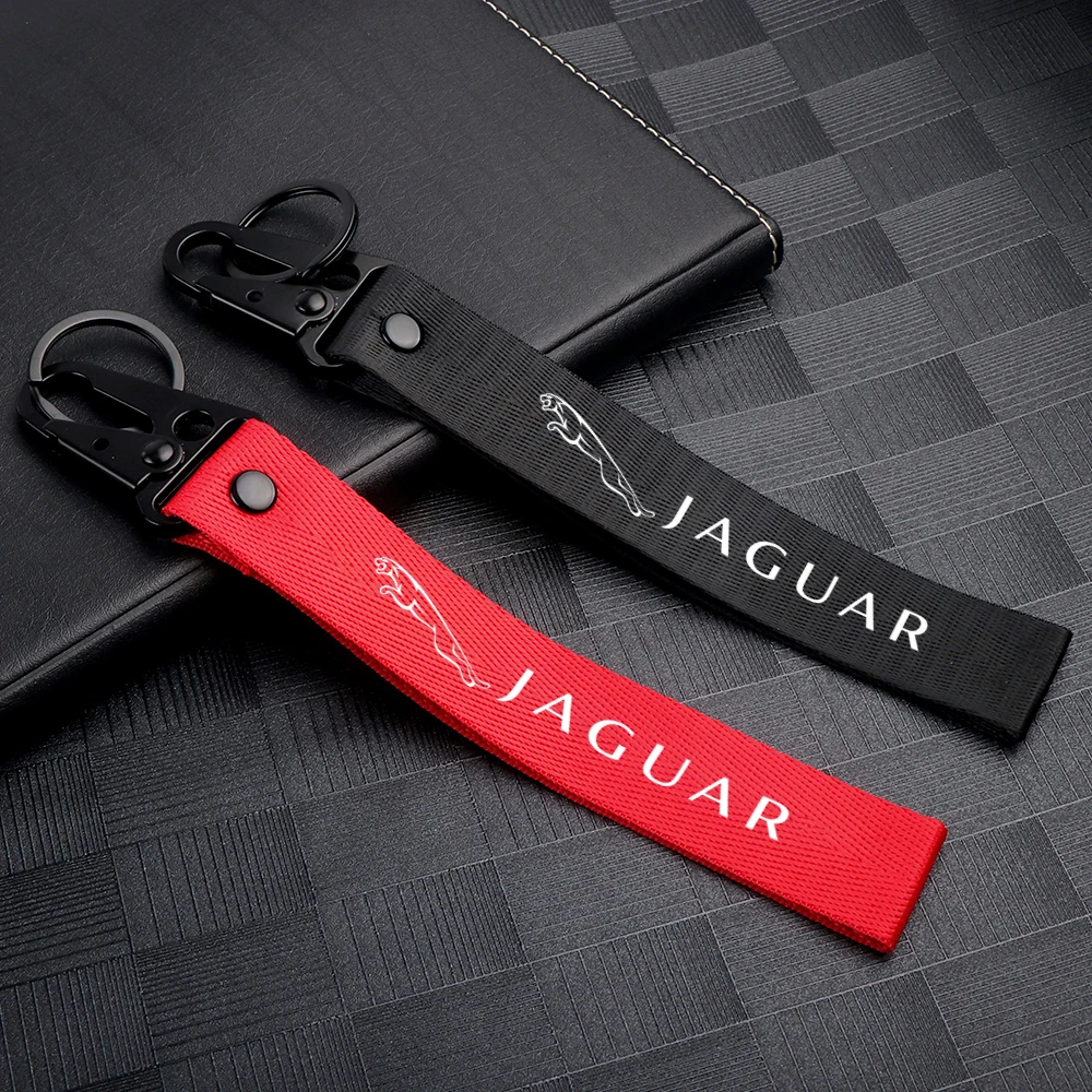 

1pcs Car Badge Ribbon Lanyard Key chain KeyRings Auto Accessorie For Jaguar xf XEL F-TYPE XFL F-PACE E-PACE I-PACE X8 XJL XK XE