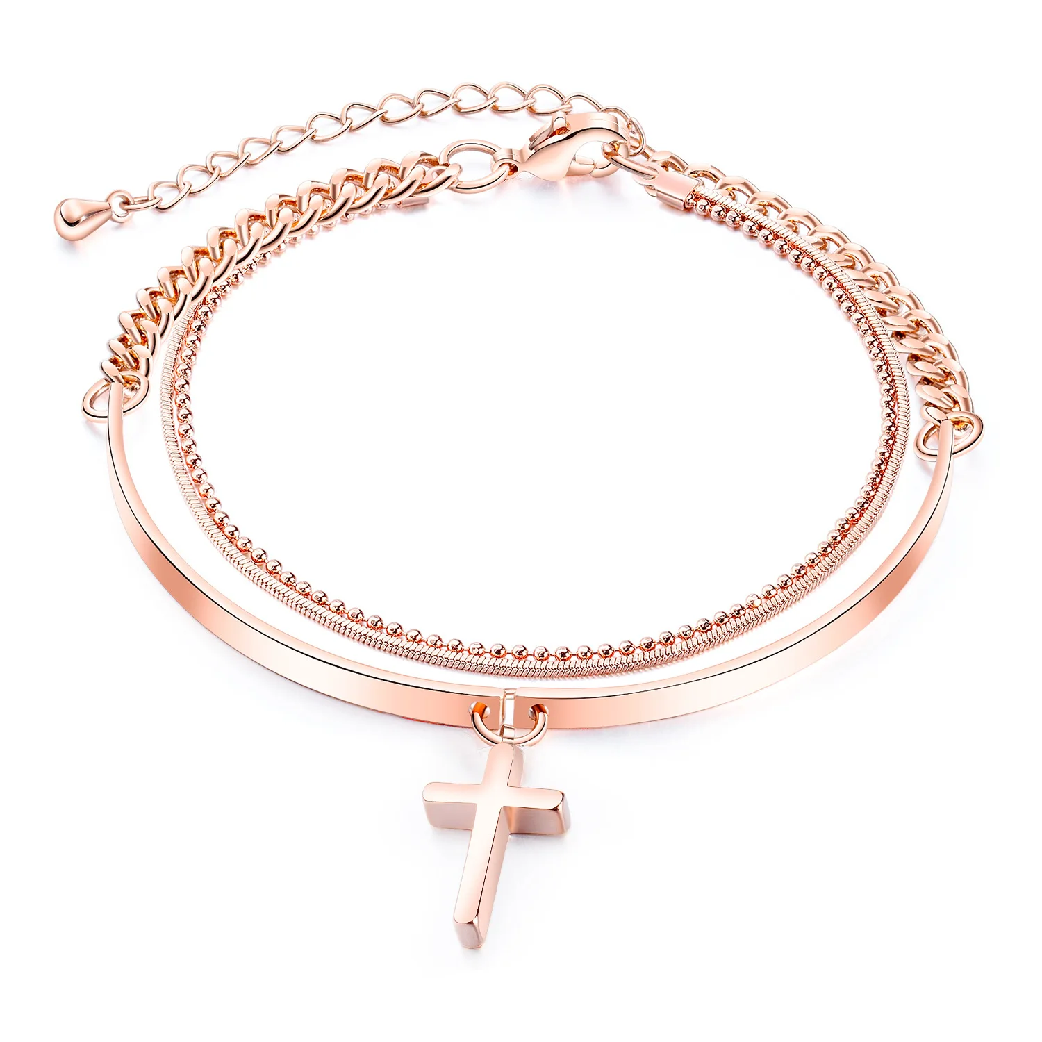 

Fashion Chain Cross Pendant Double Chain Tassel Bracelet Bracelet