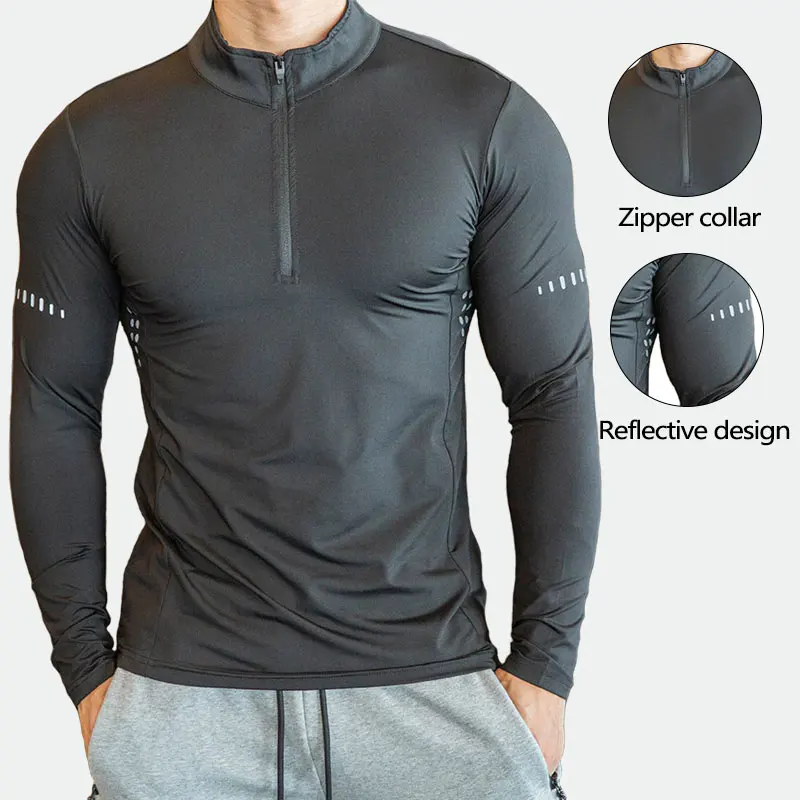 

Men Compression Running T Shirt Long Sleeve Fitness Tight Sport Shirt Jogging Training Gym Quick Dry Sportswear