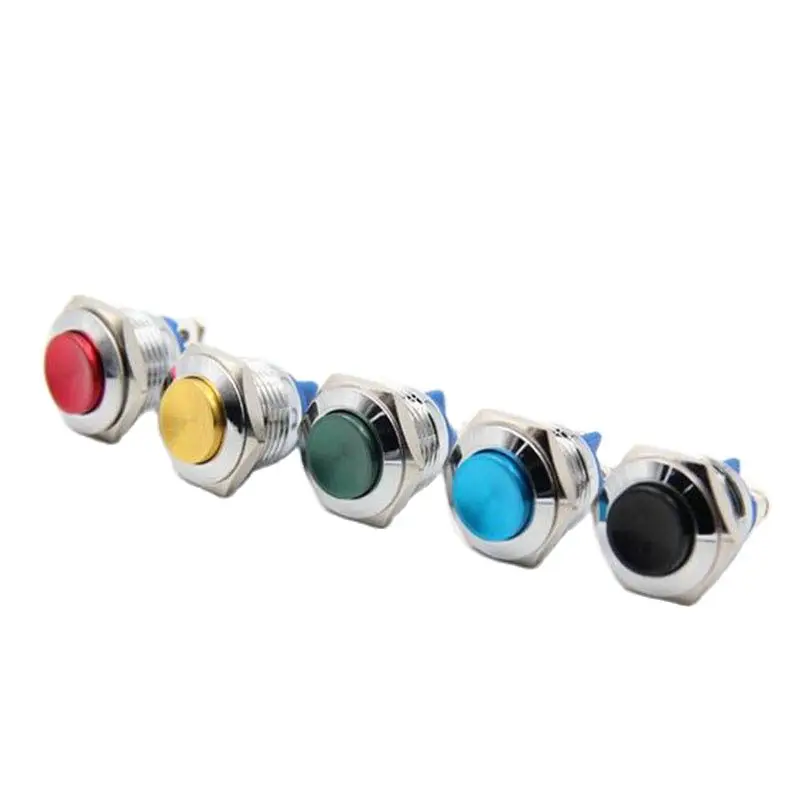 

2pcs 16mm Metal Button Momentary Stainless Steel Metal Push Button Switch Reset Switches(red, blue, green, black, yellow)
