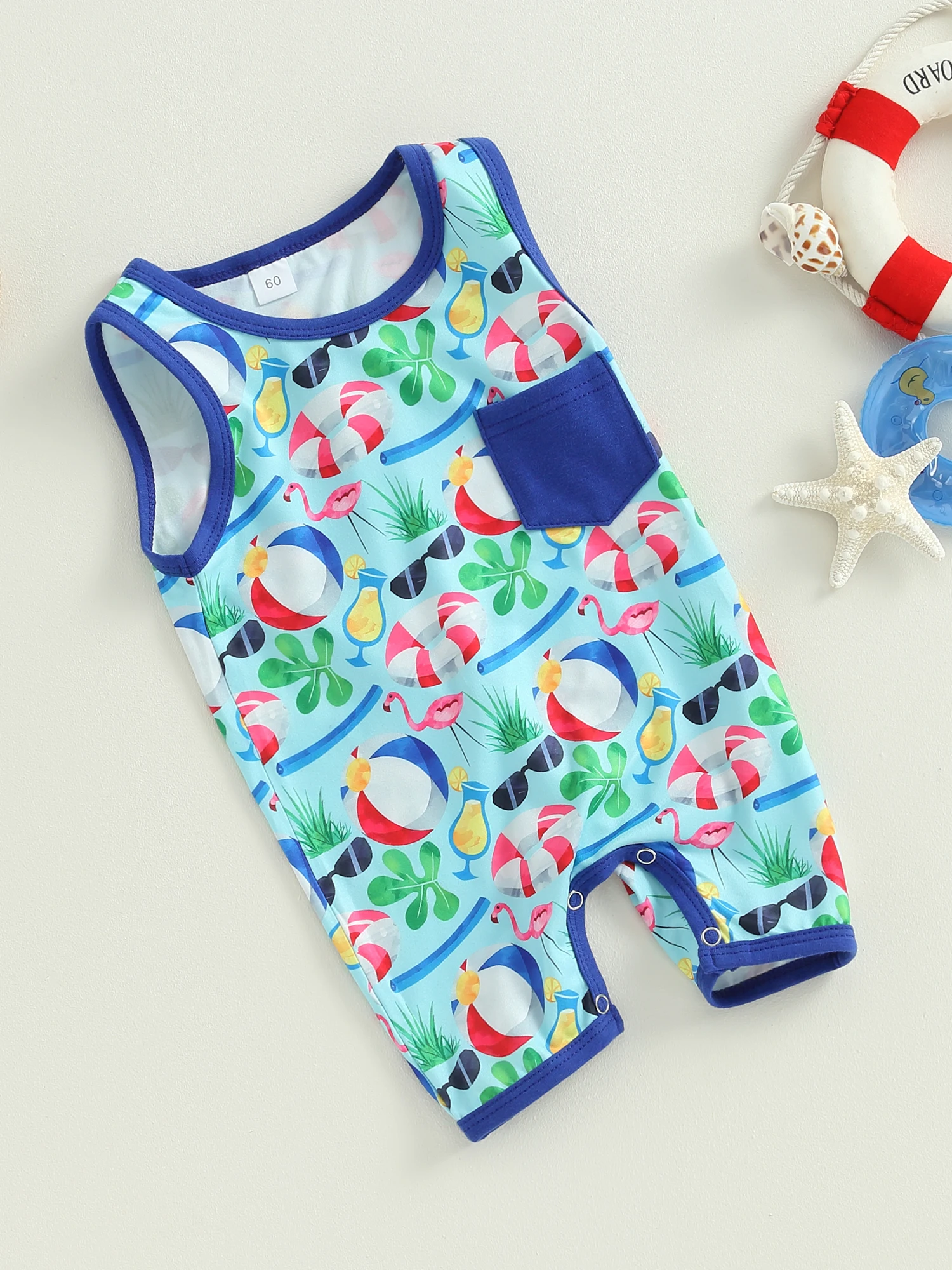 

Infant Baby Boy Girl Summer Cartoon Romper 3 6 12 18 Jumpsuit Sleeveless Outfit Playsuit Bodysuit (A-Blue 12-18
