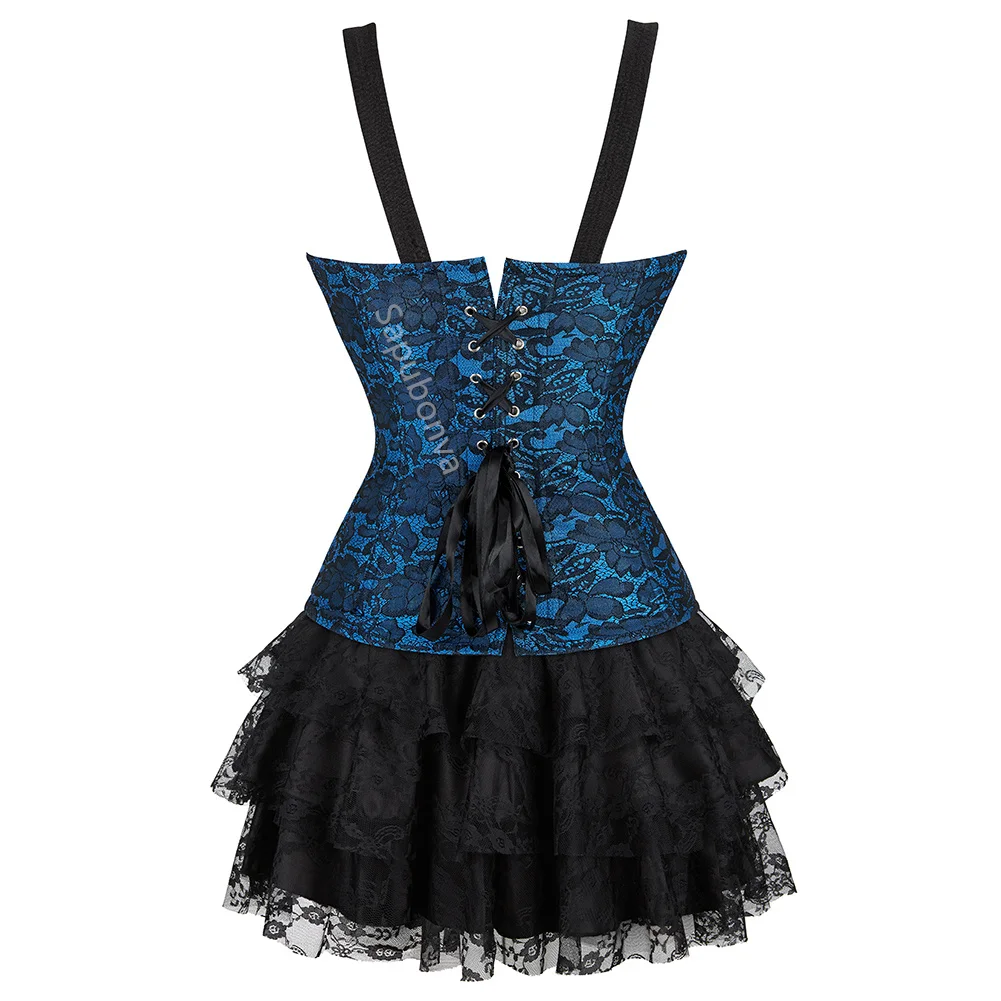 Корсет платье юбка-пачка комплект с кружевными лямками костюм на молнии женская