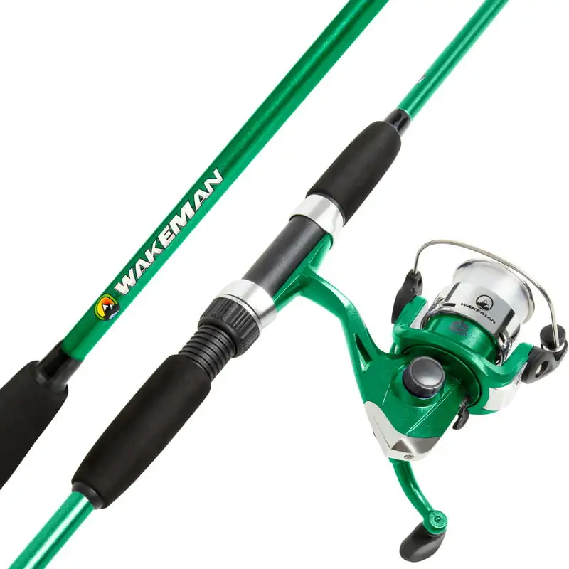 

Rod and Reel Combo, Spinning Reel, Fishing Gear for Bass and Trout Fishing, Great for Kids, Green - Swarm Series by Fishing reel