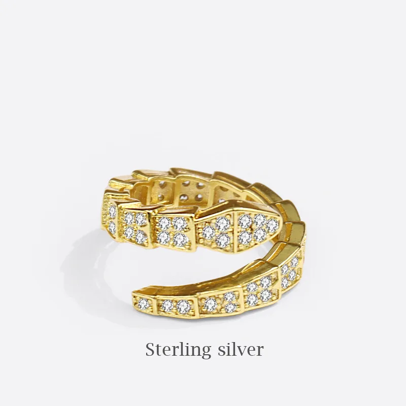 

Korean Edition Stylish Simple Personality Crystal Zircon Snake Ring Girl Can Adjust Delicate Sparkling Cubic Zircon Finger Ring