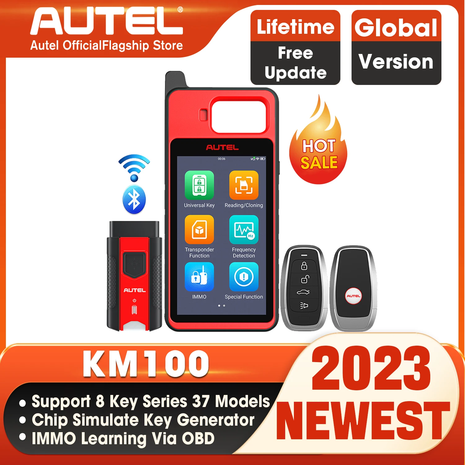 Брелок-программатор Autel MaxiIM KM100 инструмент для иммобилайзера обучающий чип IMMO
