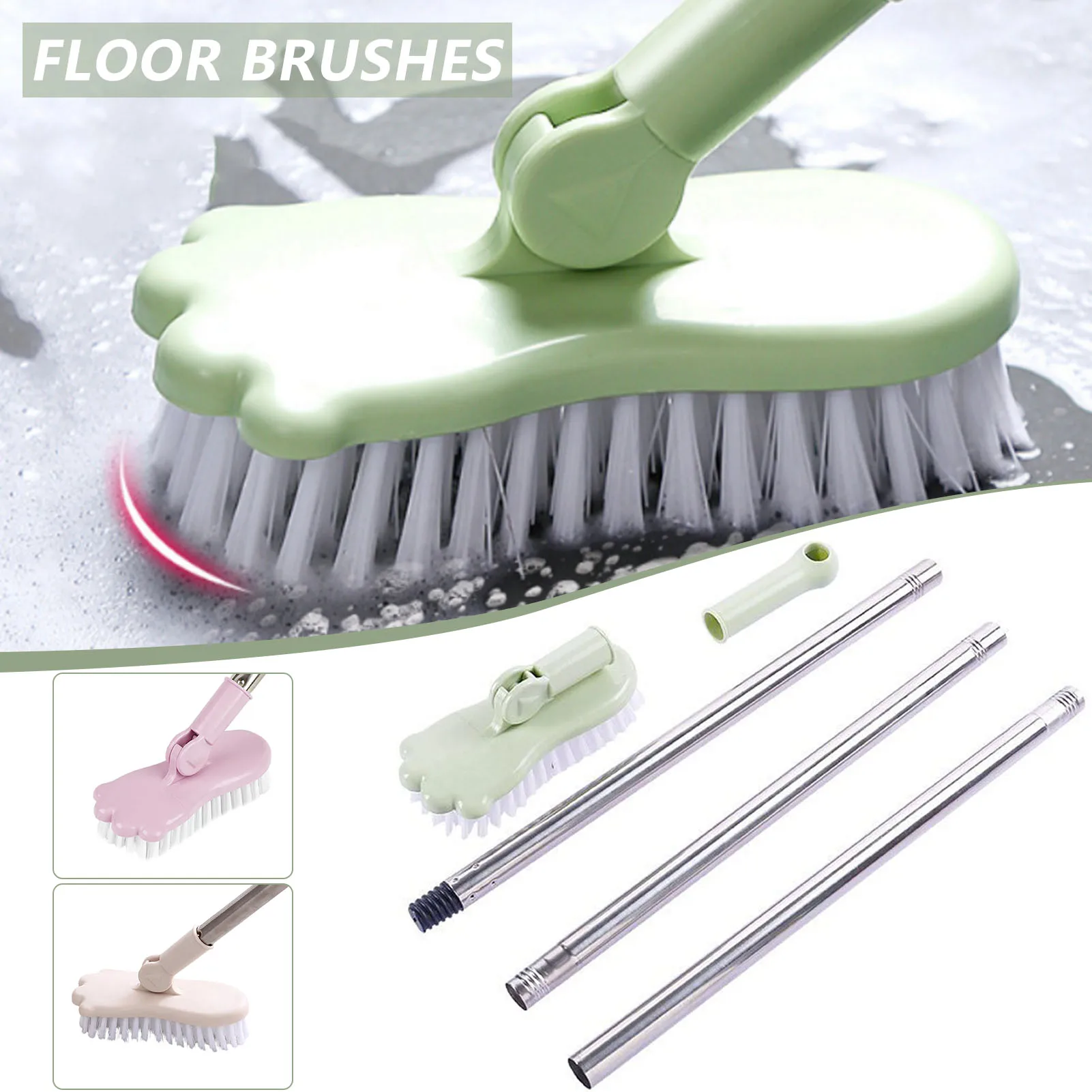 

Floor Scrubber Brush Retractable Rotating Brush for Cleaning Bathroom Tub Floor Stiff Bristles Adjustable Length Hanging RERI889
