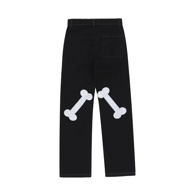 Four Seasons Black Jeans Men Fashion Print Denim Trousers Hip Hop Ins Retro Wide Leg Pants Oversized Mens Streetwear Mens Pants