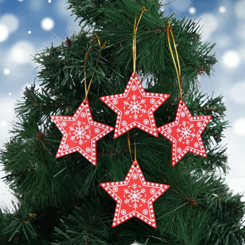 

4 шт., Деревянные Подвески в виде Красной детской елки