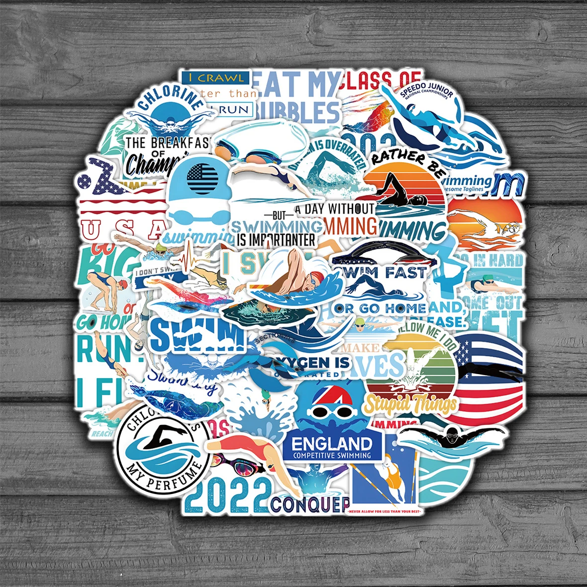 

10/50 шт., спортивные наклейки для плавания