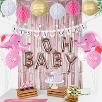 jollyboom blue pink balloon package oh baby letter balloon banner pull flower decoration baby shower mom to be party supplies