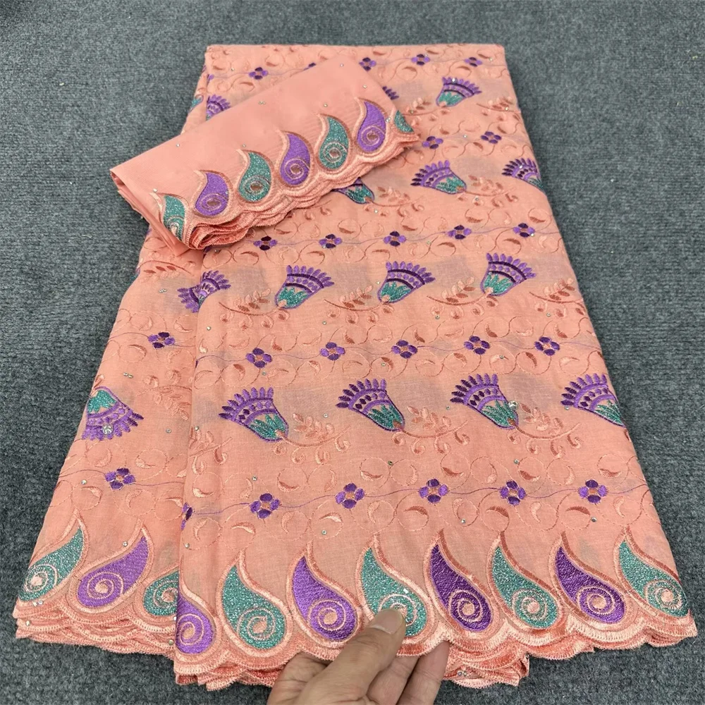 Нигерийская хлопковая кружевная ткань с камнями новинка 2024 африканская