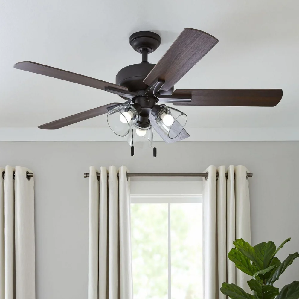 

Better Homes & Gardens Bennett 52" Bronze Ceiling Fan, 5 Blade, 3 Light LED, Reverse Airflow Fan Cooling