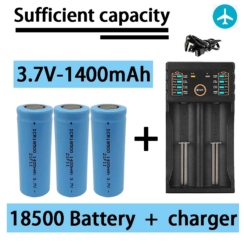 

18500 3,7 V 1400mAh lithium-ionen-akku, für starke licht taschenlampe anti-licht spezielle lithium-batterie + 201 Ladegerät