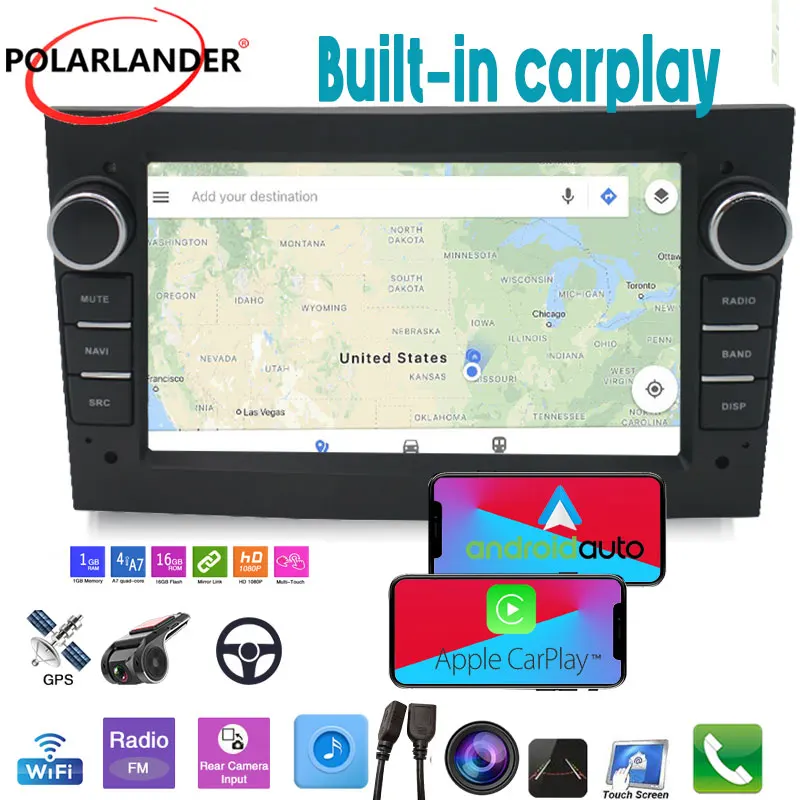 

Мультимедийный плеер, стерео Автомагнитола на Android 9,1, Bluetooth, 7 дюймов, 2Din, встроенный Carplay, Wi-Fi, 1 Гб + 16 ГБ, GPS-навигация для Opel (без DVD)