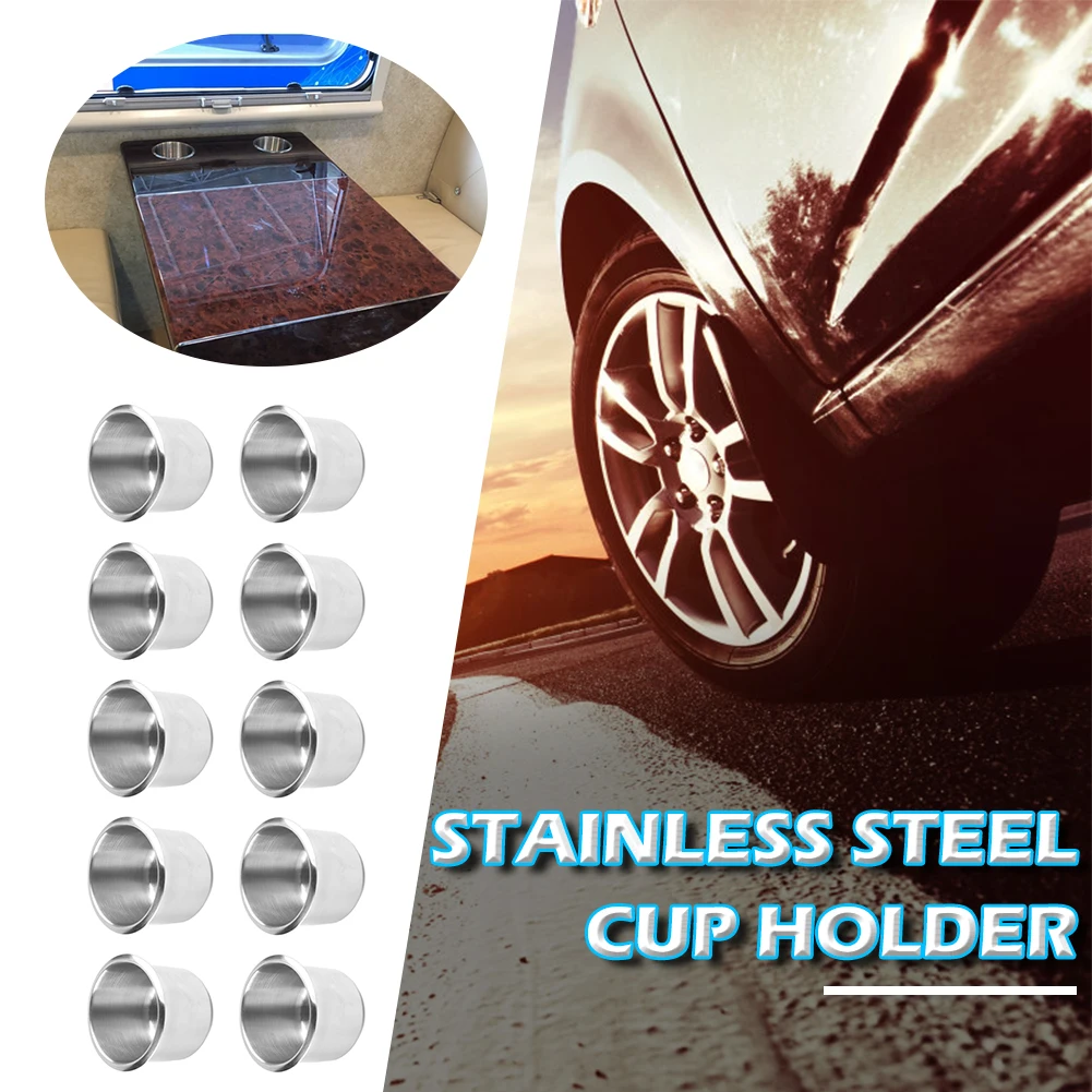 

10pcs Stainless Steel Cup Drinking Holder Portable Durable Cup Organizer for Marine Boat RV Car Camper Storage Car Accessories