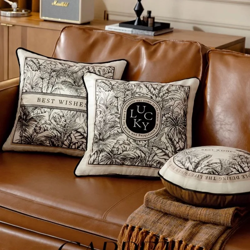 

Подушки с тропическим лесом, подушка цвета слоновой кости, коричневая Подушка, декоративная наволочка для дивана, роскошный бархатный принт для гостиной, украшение для дома