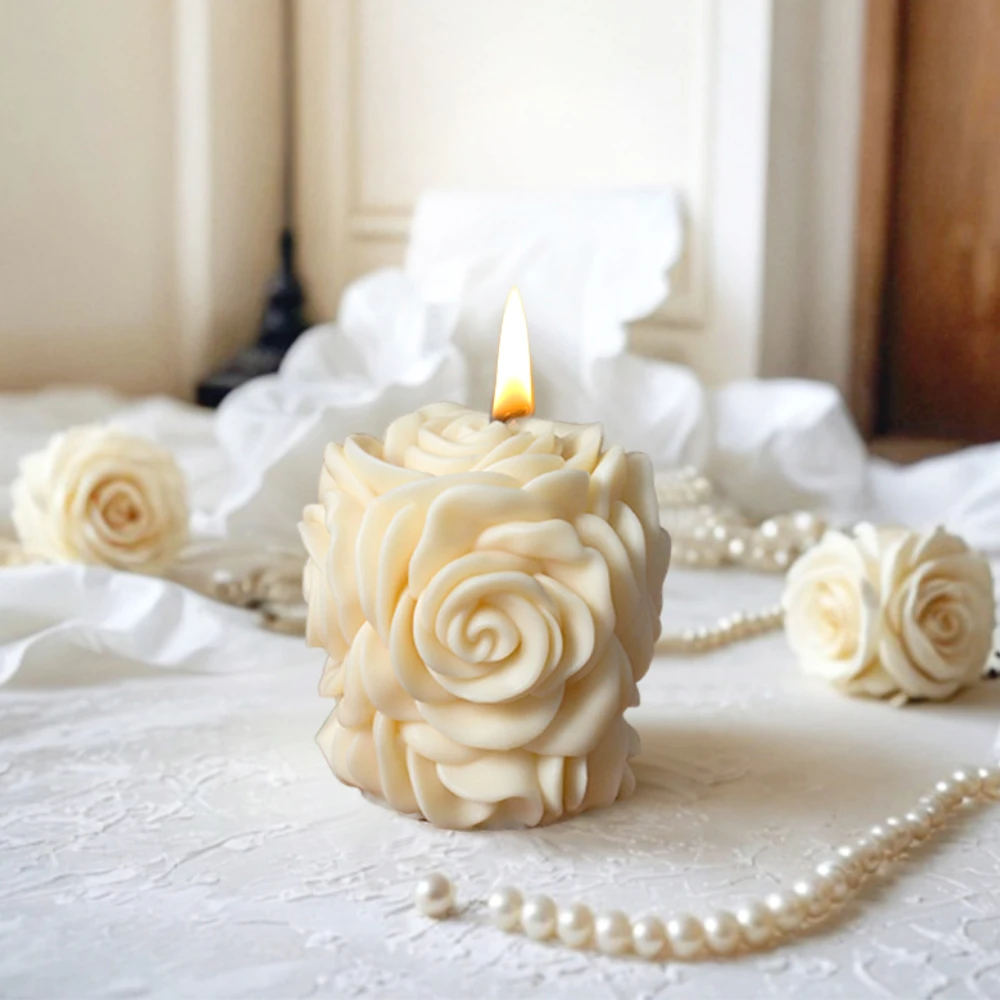 Многоразмерная форма для розовой колонны свечей цветов цилиндра мыла