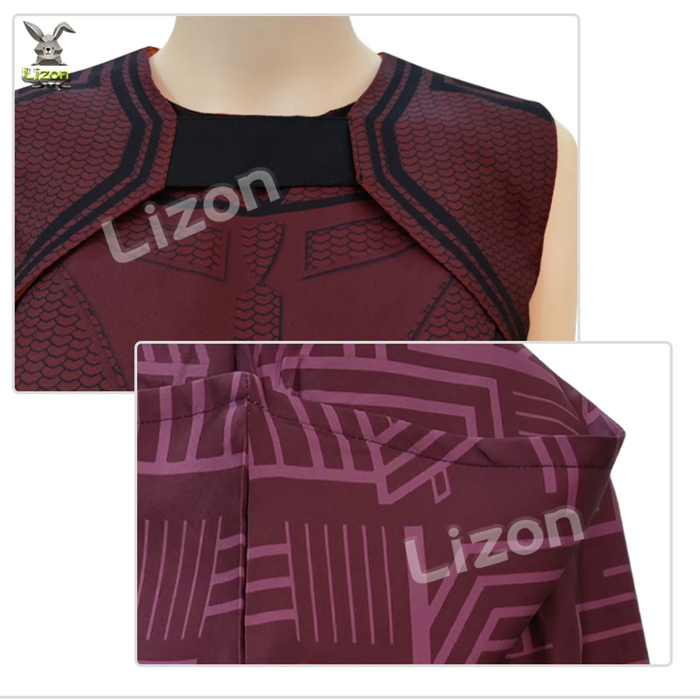 Алая ведьма косплей с красным комбинезоном ботинки перчатки и головной убор Wanda