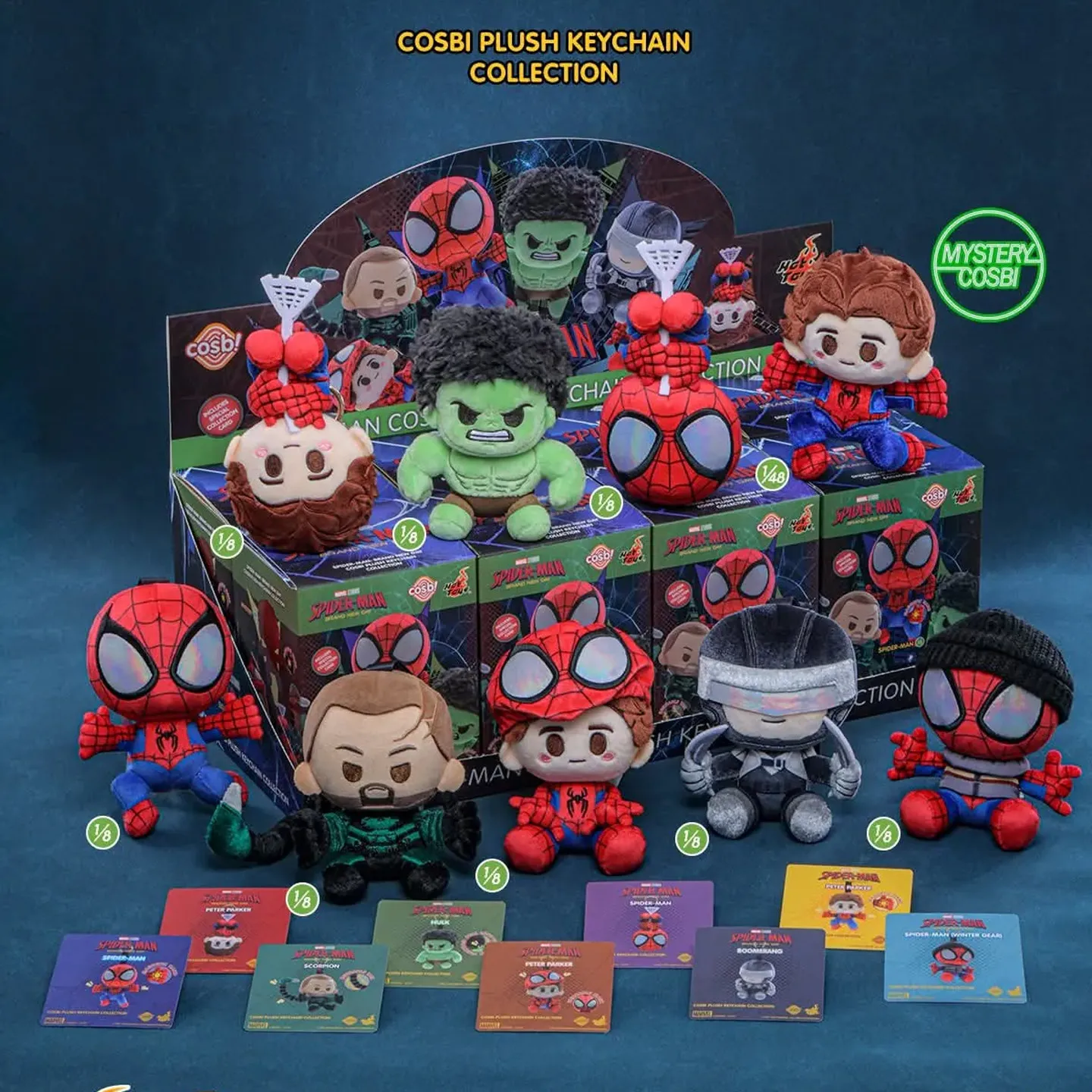 Фото Новая серия Hot Toys Marvel Spider-Man Cosbi: плюшевый брелок-фигурка в закрытой коробке (Blind Box) — подарок на день рождения для фанатов №1