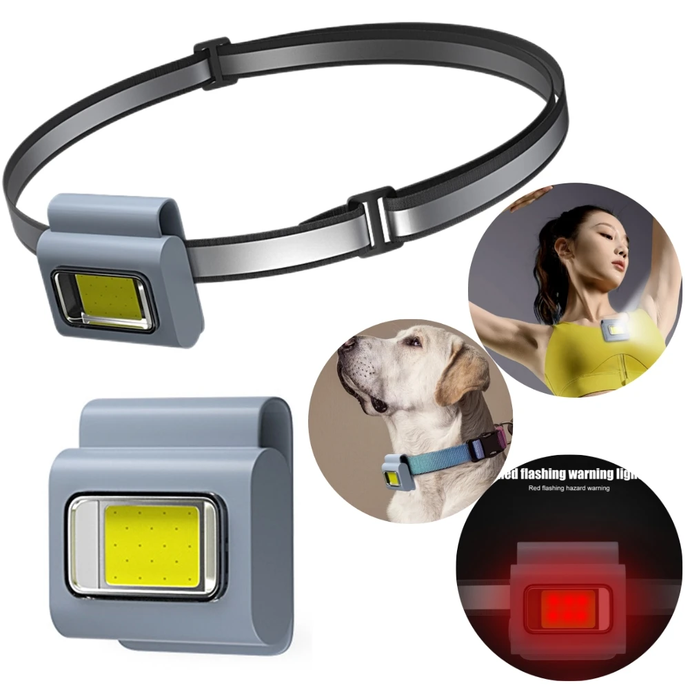 

Magnetic Clip Night Lamp Waterproof 6 Lighting Modes Working Headlamp Torch Safety Warning for Jogging Walking for Biking Hiking