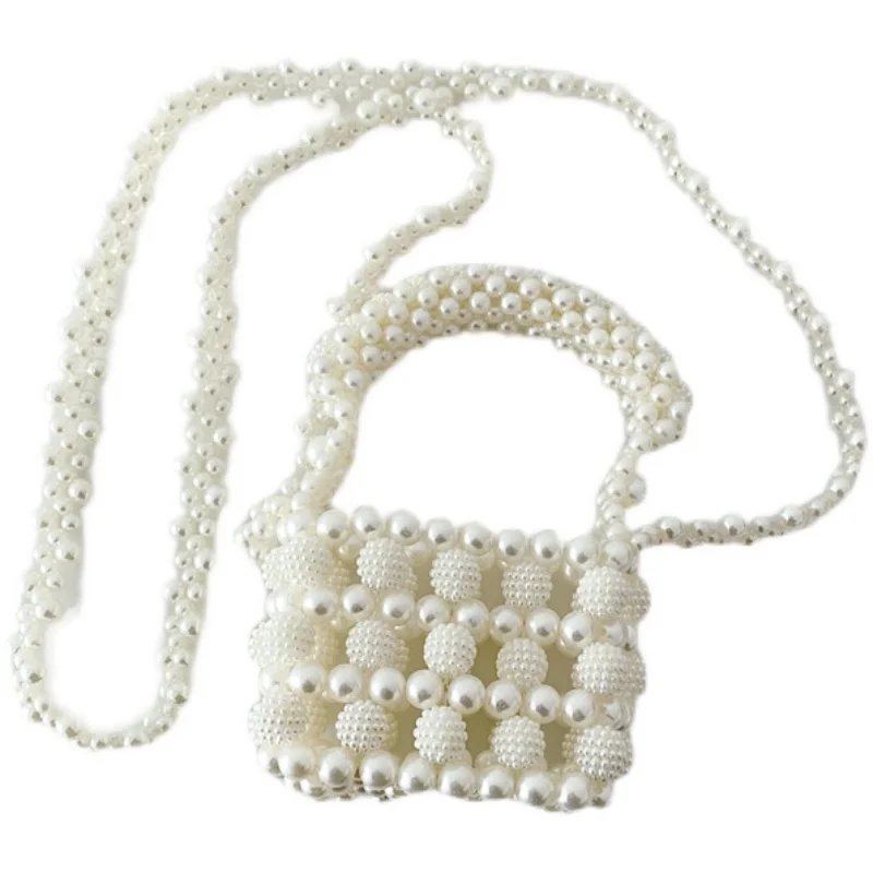 Customized Handmade Women Pearls Handbags Raspberry Beads Mini Tote Crossbody Bags Princess Girls Shoulder Pouch Clutch Evening
