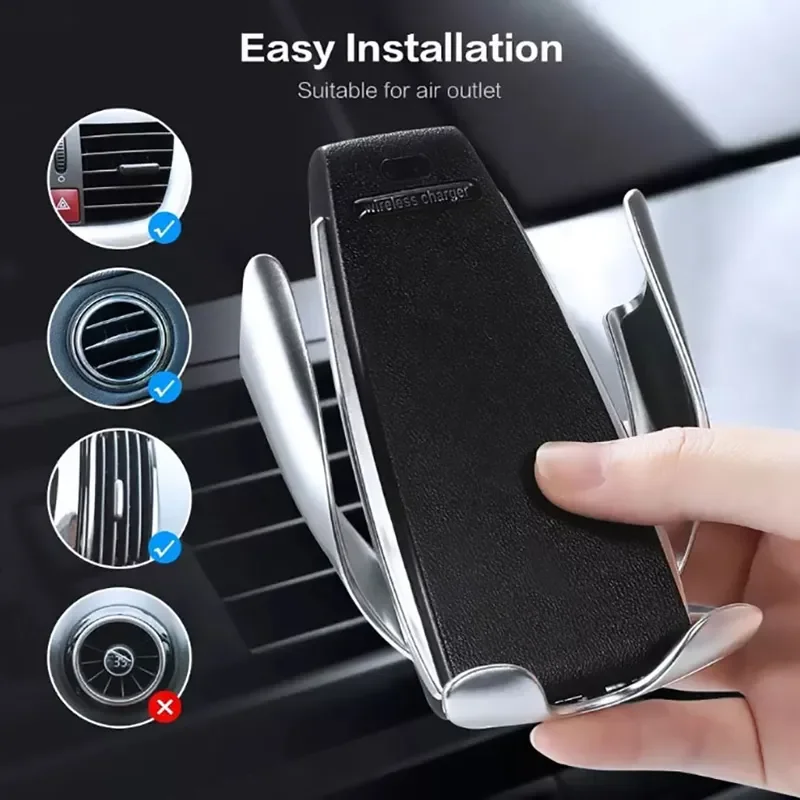 

Sensor Automatic Clamping Car Wireless Charger Stand Air Outlet Multifunction Phone Holder Auto Wireless Charging Bracket