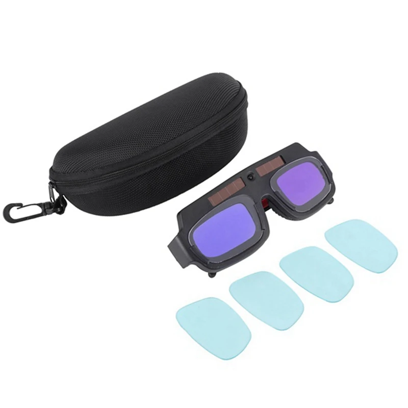 

10X Solar Powered Auto Darkening Welding Mask Helmet Goggles Welder Glasses Arc Anti-Shock Lens With Storage Case